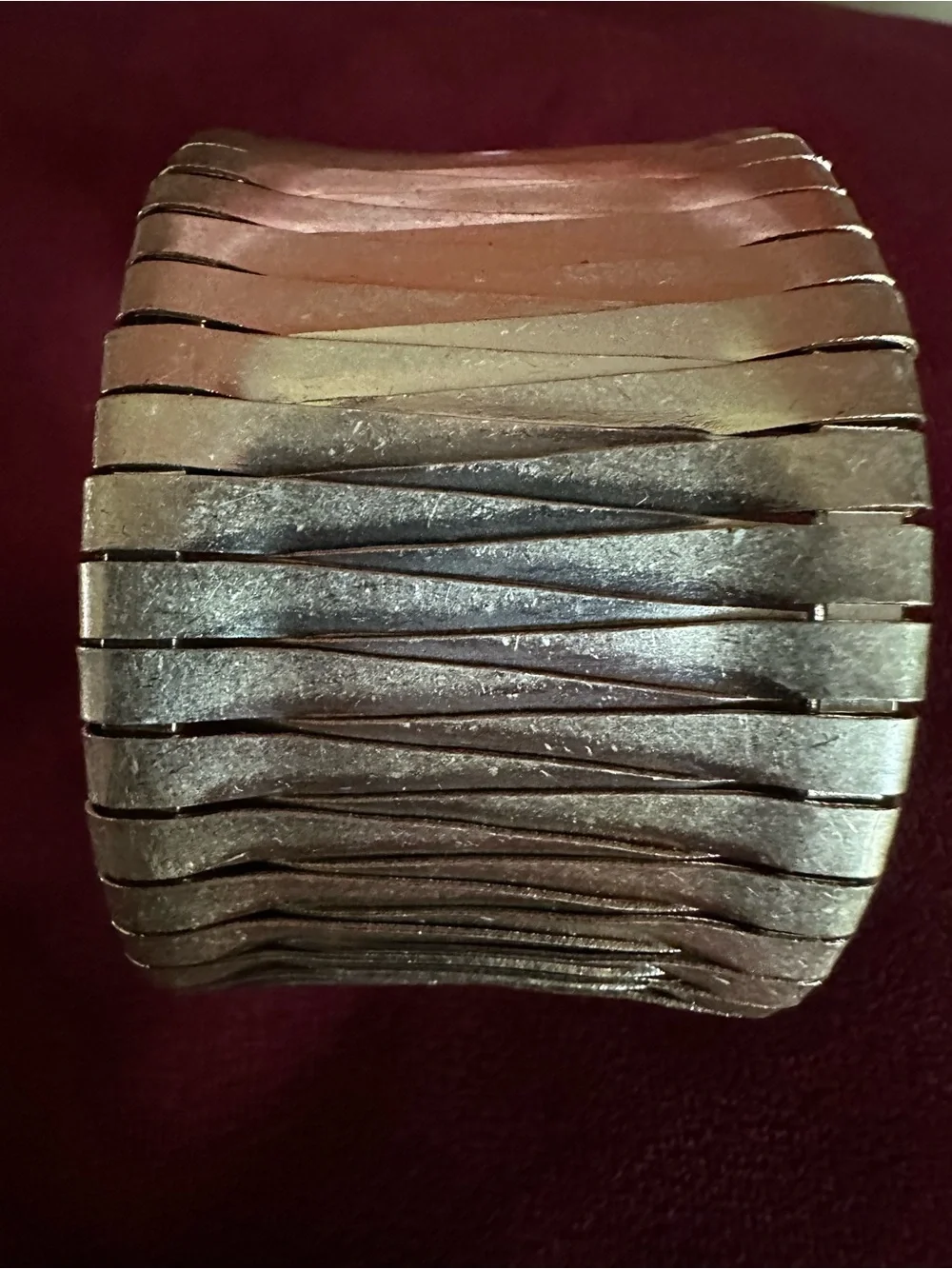 Vintage Metallic light gold tone Wide Cuff Bracelet - Brand Unmarked